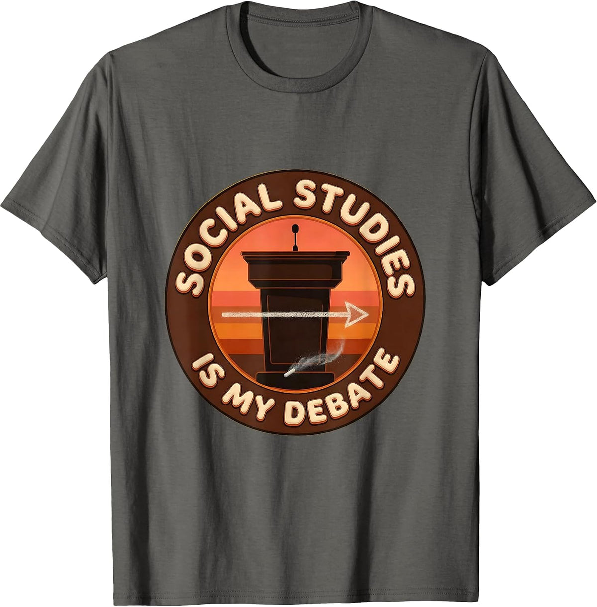 Social Studies Is My Debate Retro Funny Teacher T-Shirt - Asphalt Grey