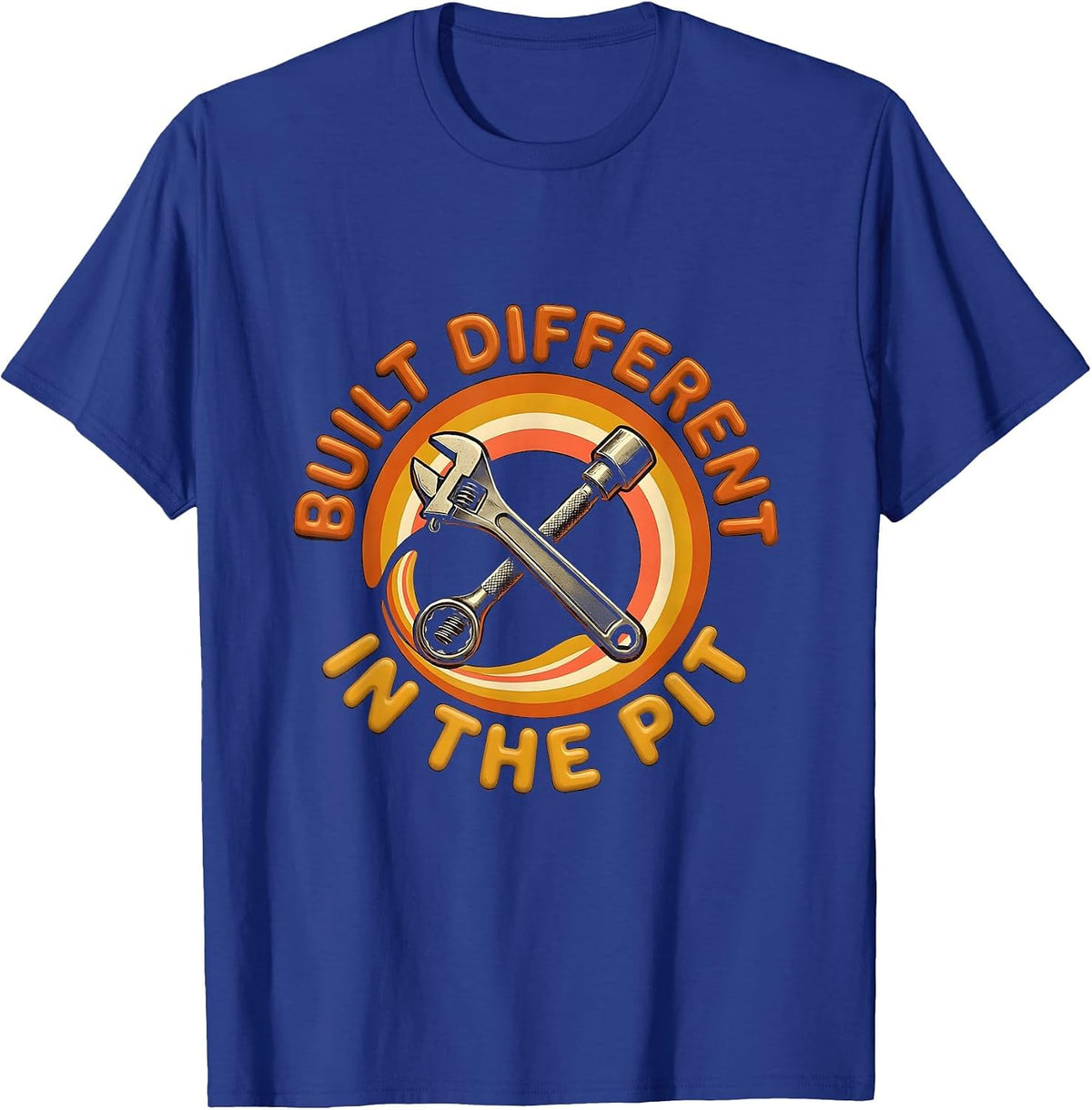 Men's Built Different In The Pit Crew Racing Design T-Shirt - Royal Blue
