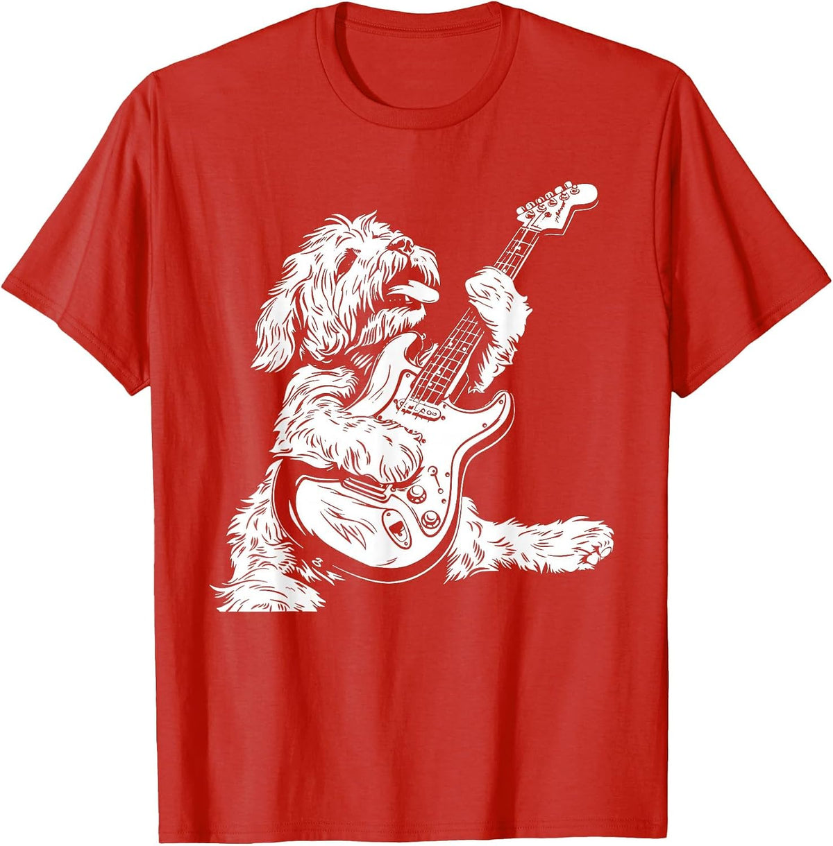 Dog Guitarist Guitar - Cockapoo Dad Mom T-Shirt - Red