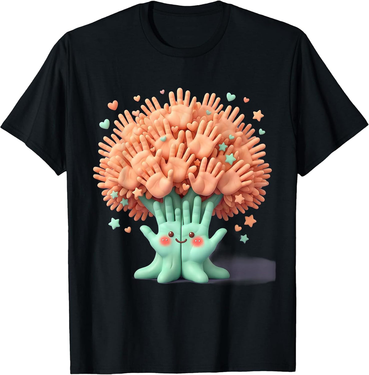 Men's Preschool Teacher Handprint Tree Graphic T-Shirt - Black