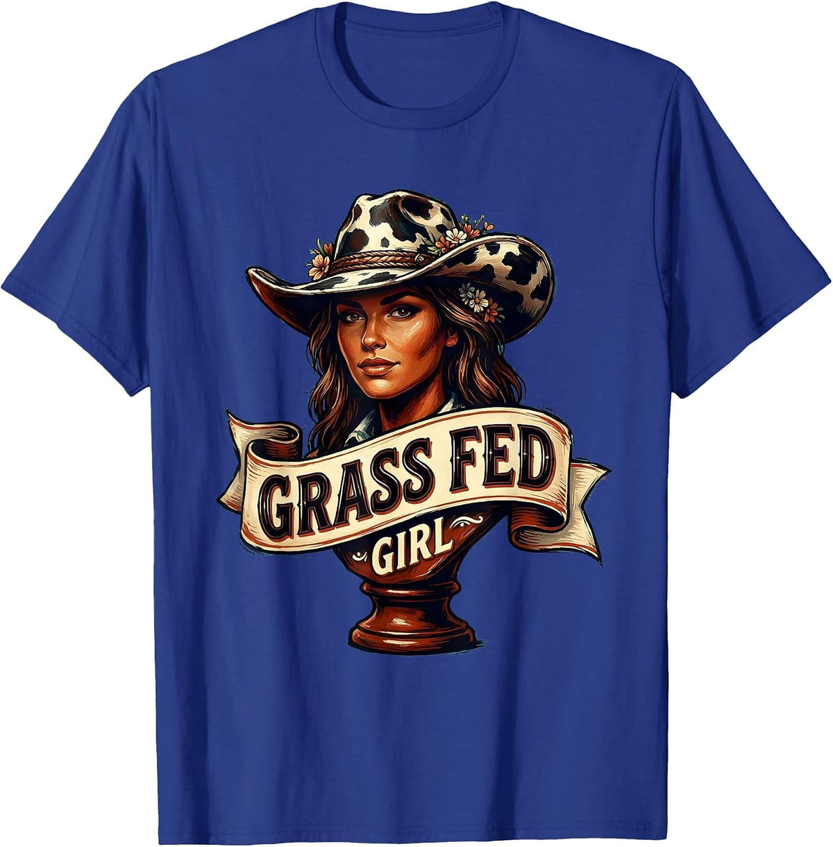 Men's Grass Fed Girl Funny Cow Lover Design T-Shirt - Royal Blue