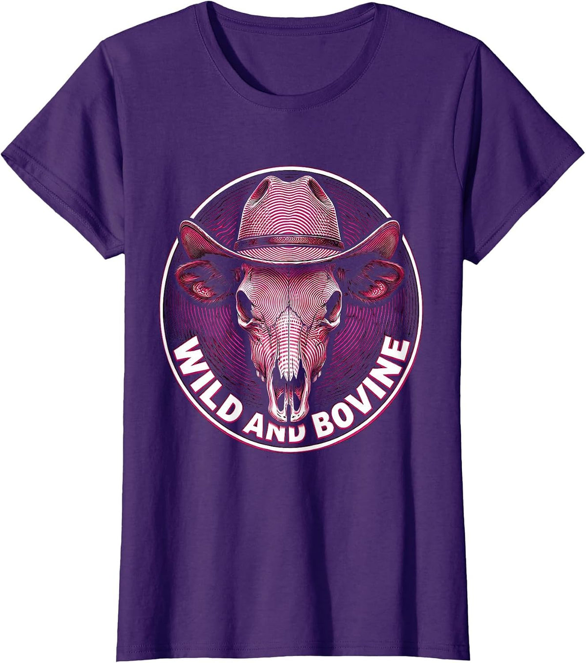 Women's Wild and Bovine Cow Lover Graphic Design T-Shirt - Purple