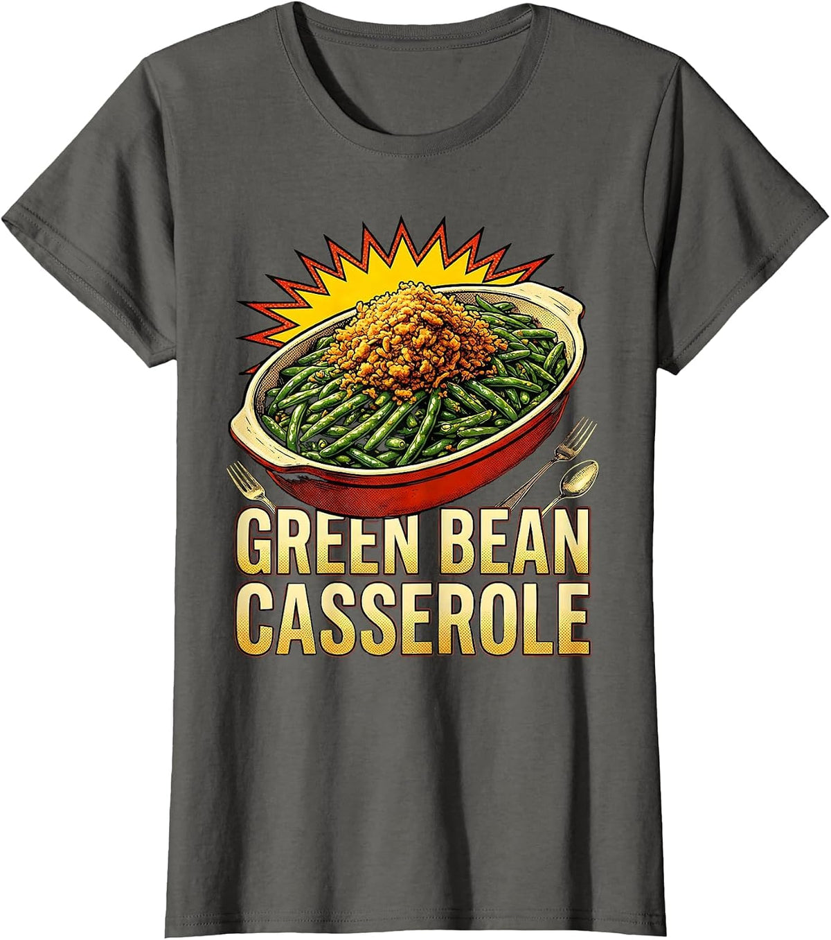 Women's Green Bean Casserole Thanksgiving Bootleg 90's Rap Rock T-Shirt - Asphalt Grey