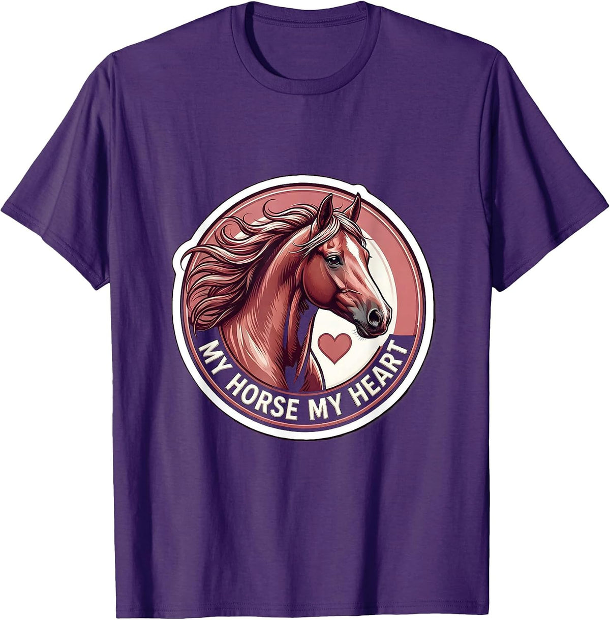 My Horse My Heart Equestrian Love Design T-Shirt - Purple