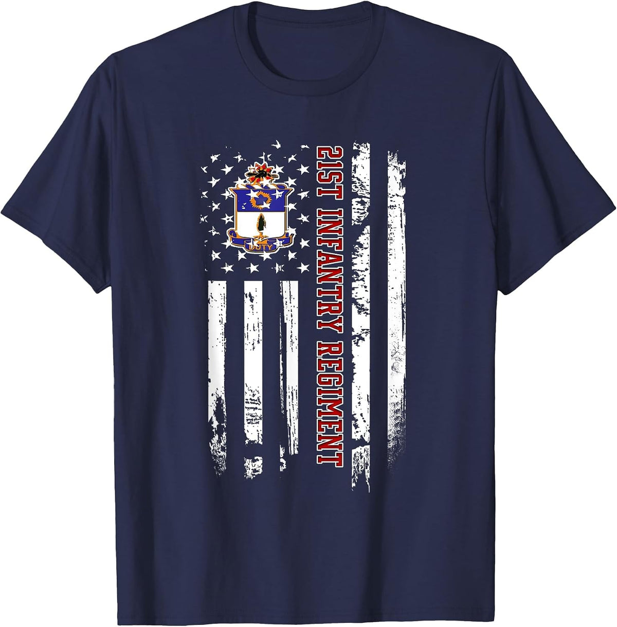 21st Infantry Regiment Veteran USA Flag Veterans Day Xmas T-Shirt - Navy Blue