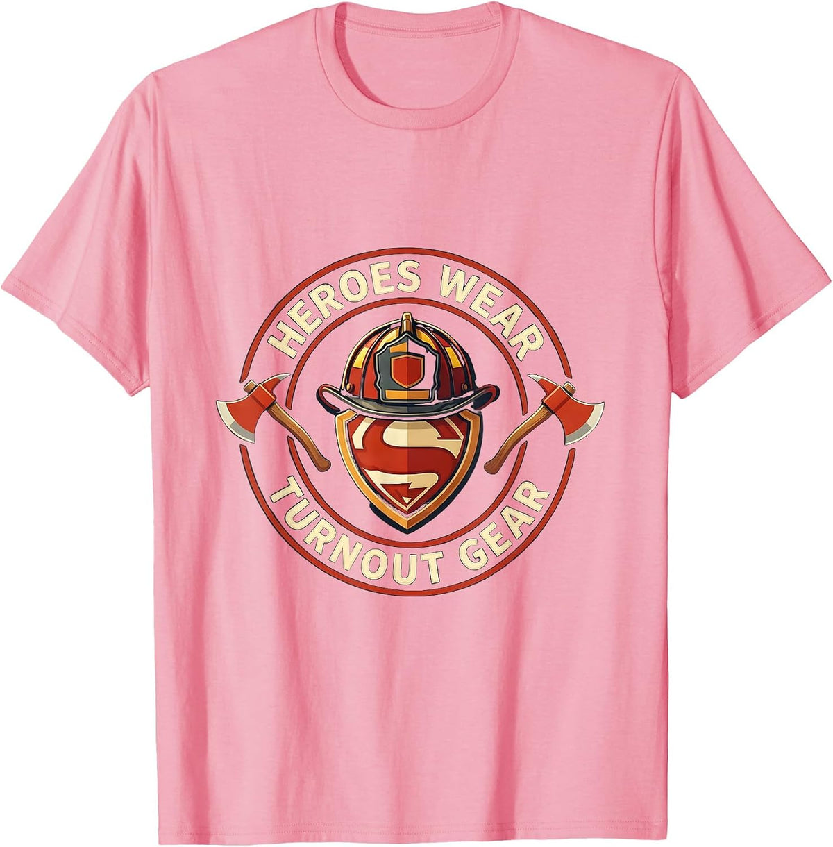 Men's Heroes Wear Turnout Gear Firefighter Design T-Shirt - Pink