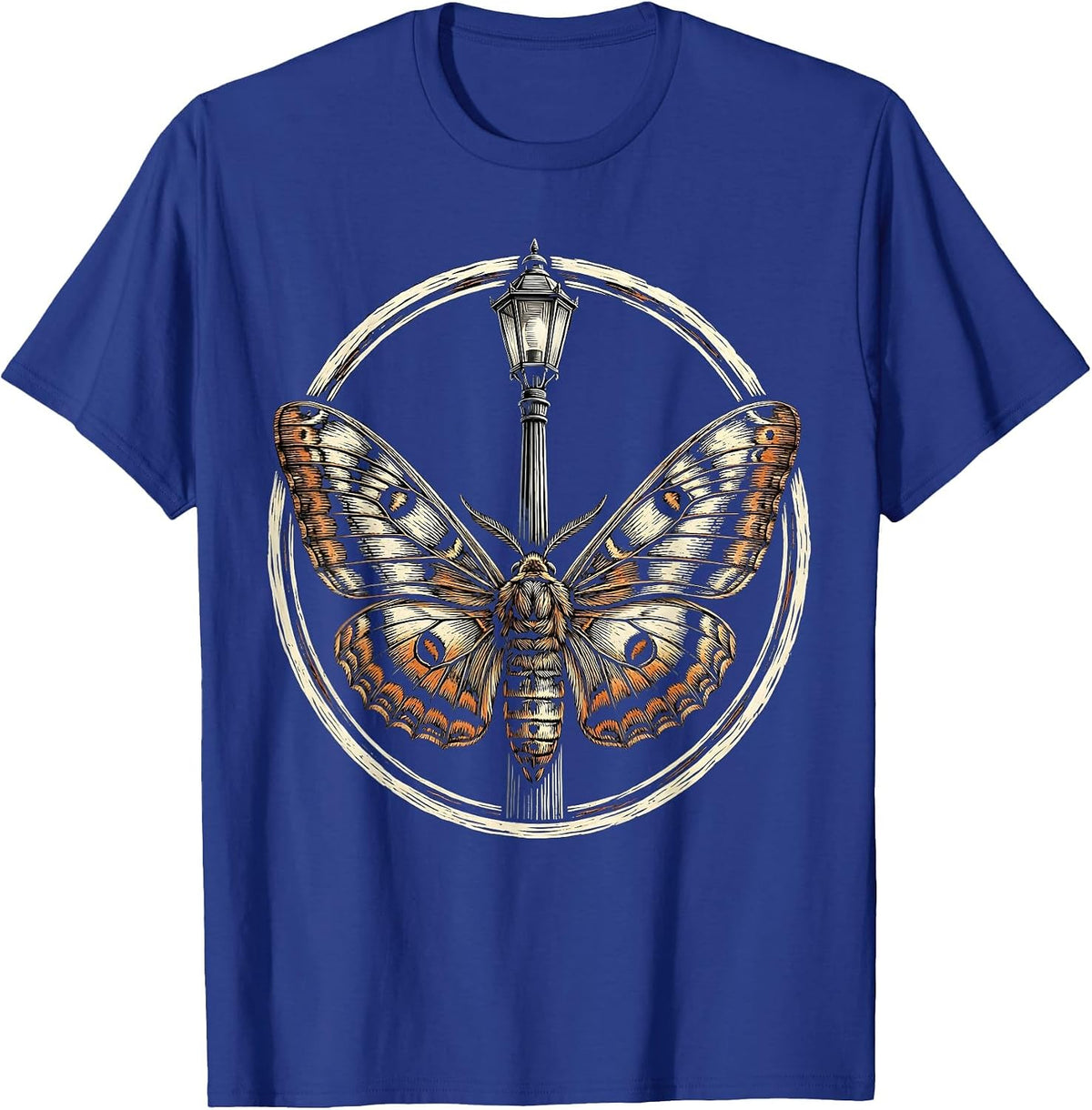 Punk Moth Streetlight Illustration T-Shirt - Royal Blue