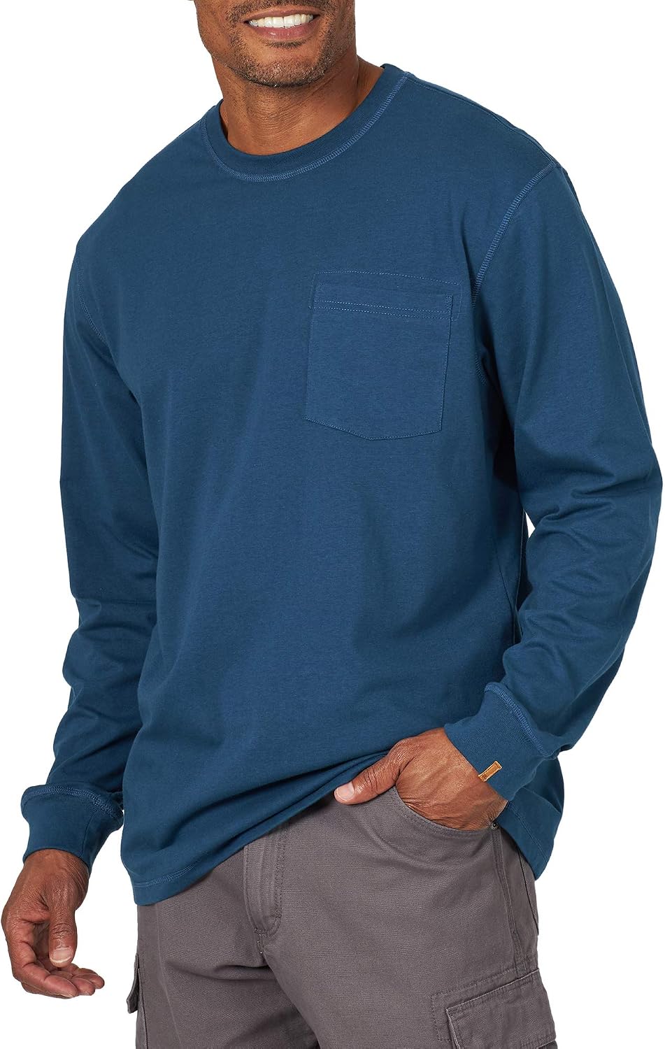 Wrangler Riggs Workwear Men's Long Sleeve Pocket Performance T-Shirt - Oxford Blue