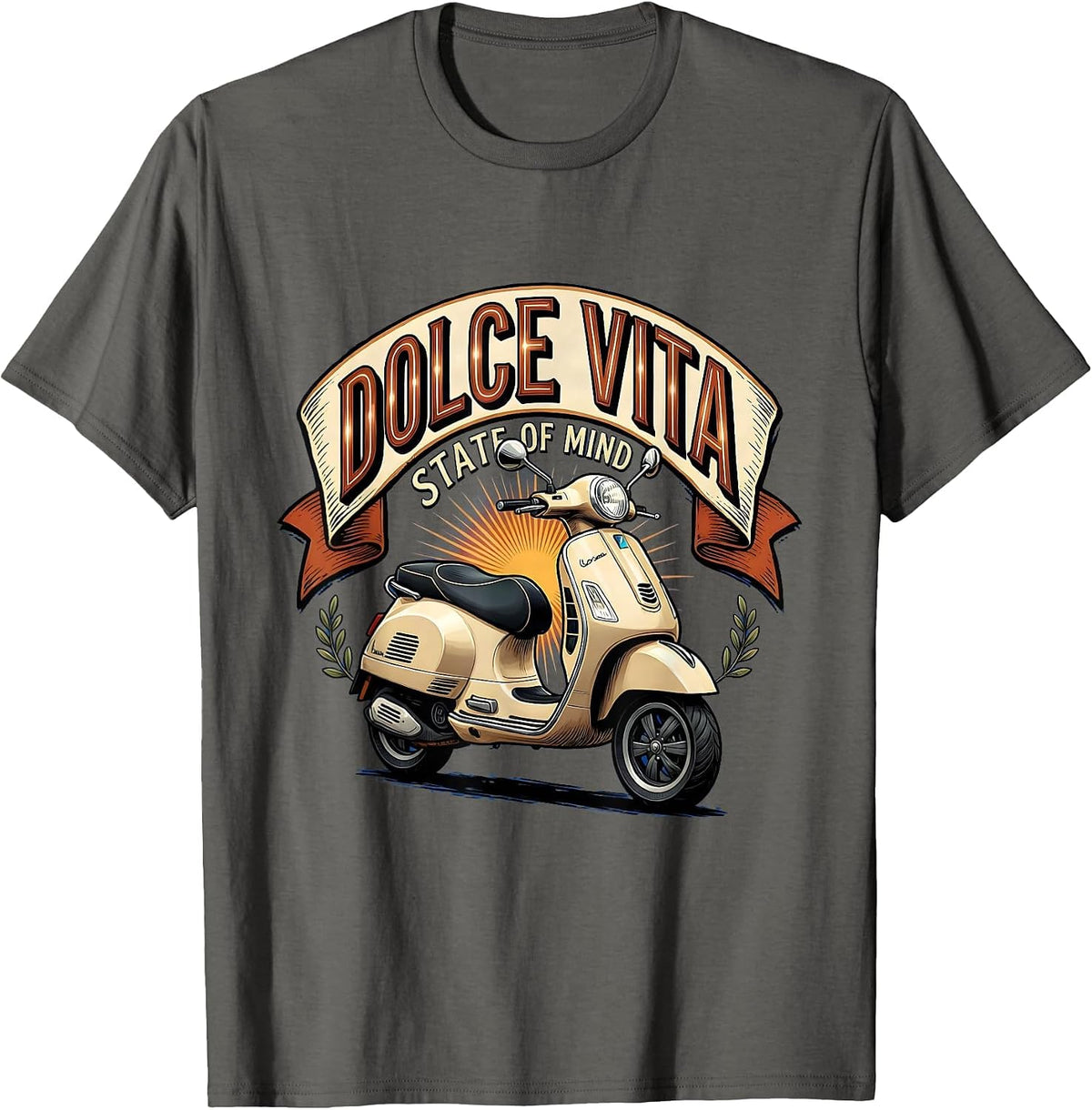 Dolce Vita State Of Mind Italian Life Design T-Shirt - Asphalt Grey