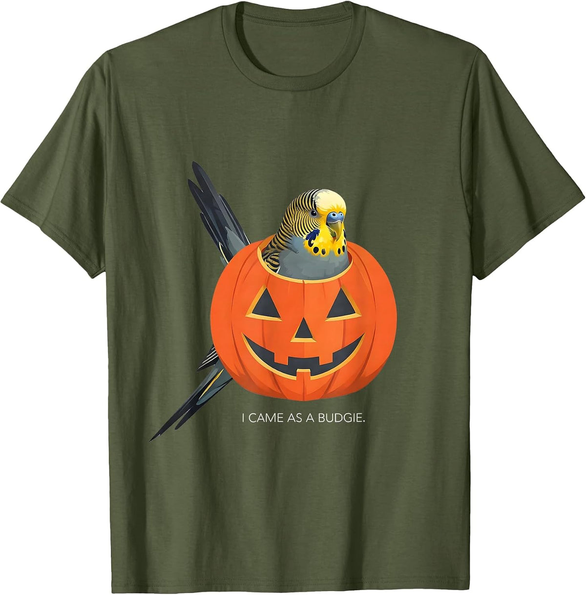 I Came As A Budgie Funny Bird Halloween Costume Humor T-Shirt - Olive Green