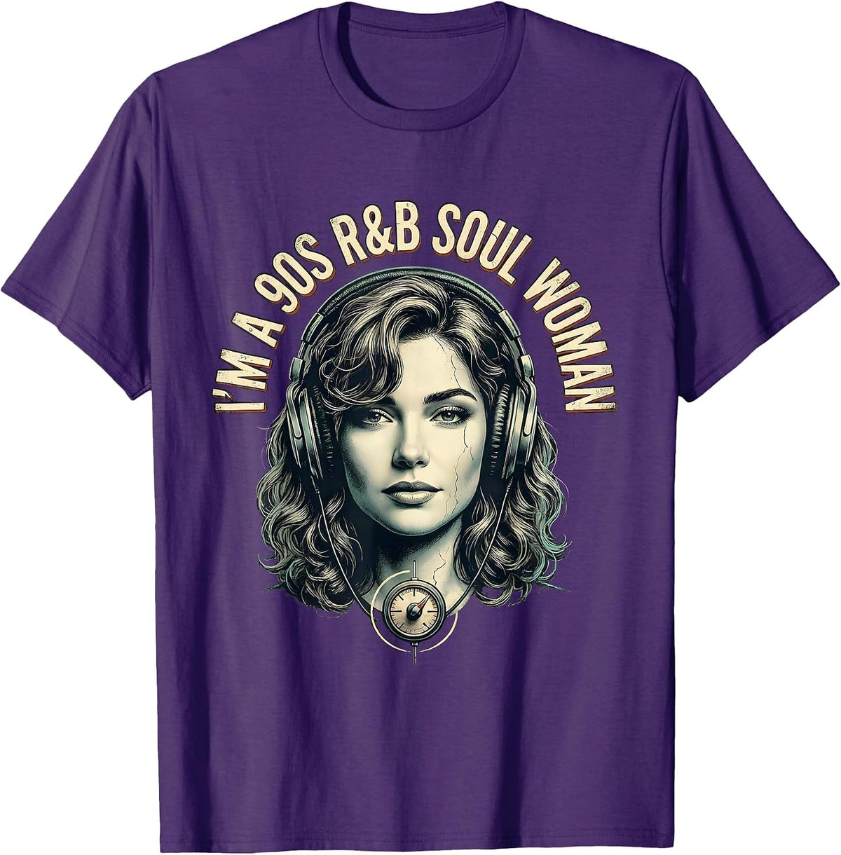 Men's I'm A 90s R&B Soul Woman Distressed Retro Music Fan T-Shirt - Purple