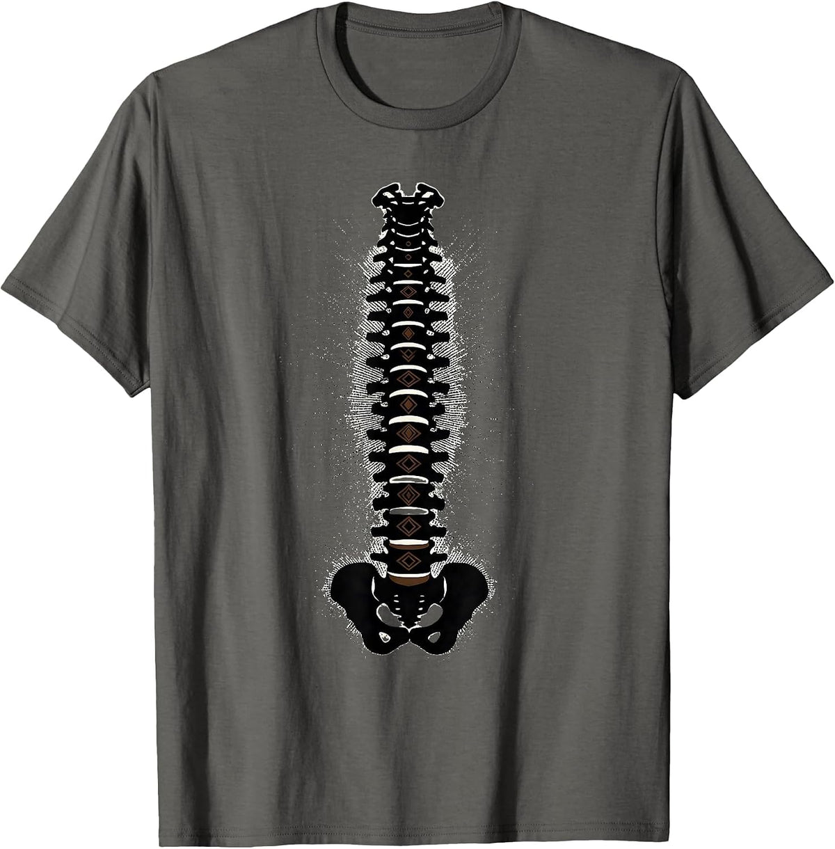 Glowing Vertebrae Luminous Tower Radiology Art T-Shirt - Asphalt Grey
