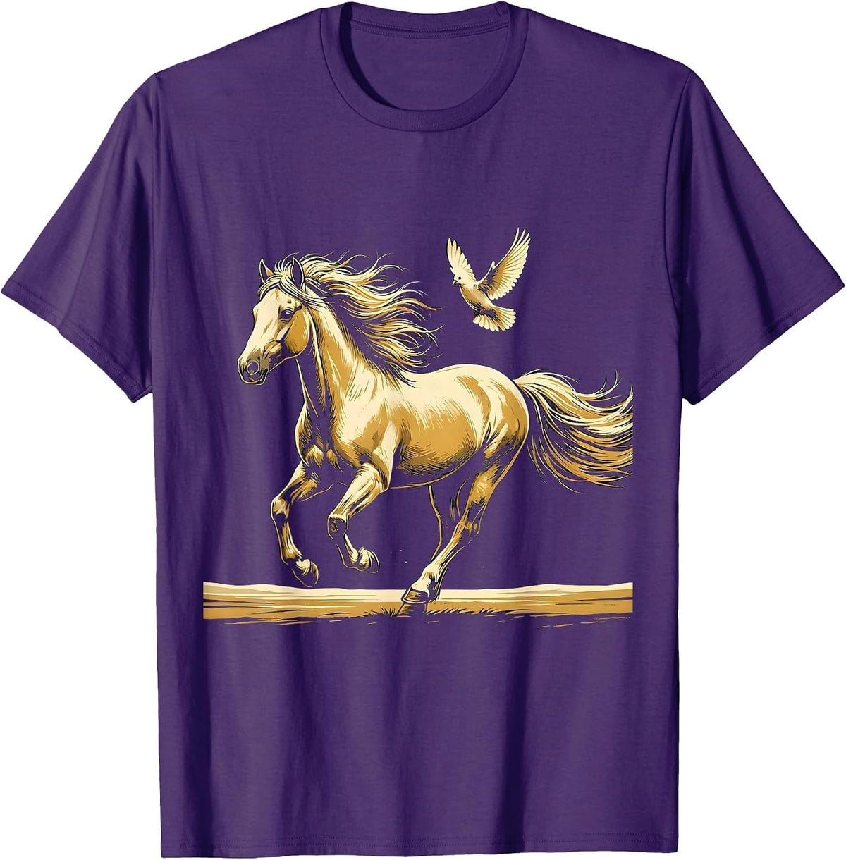 Men's Wild Horse Galloping Across Open Plains Graphic T-Shirt - Purple