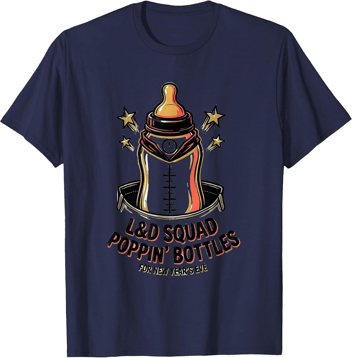 L&D Squad Poppin' Bottles For New Year's Eve Nurse T-Shirt - Navy Blue