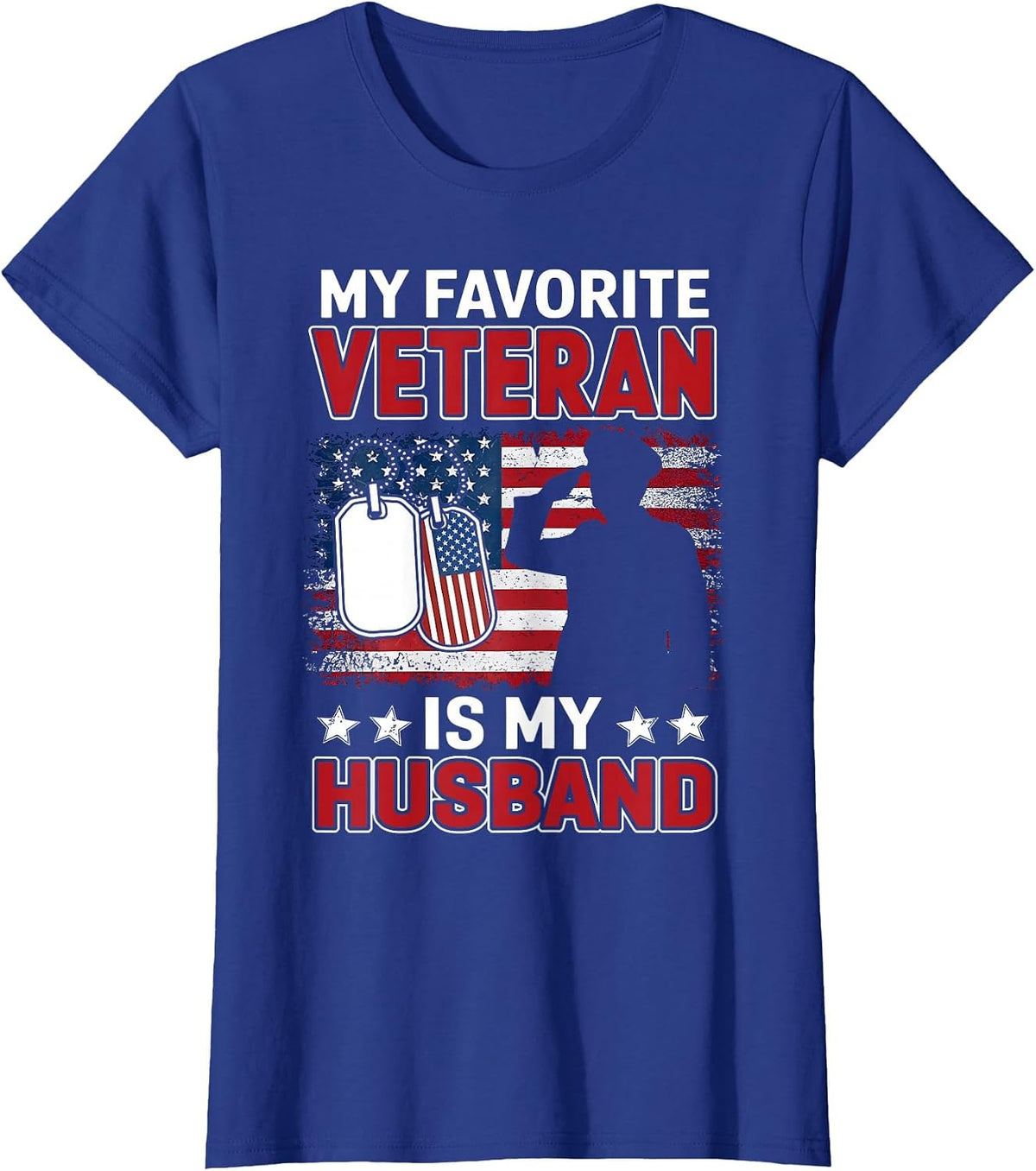 My Favorite Veteran is My Husband USA Flag Veterans Day T-Shirt - Royal Blue