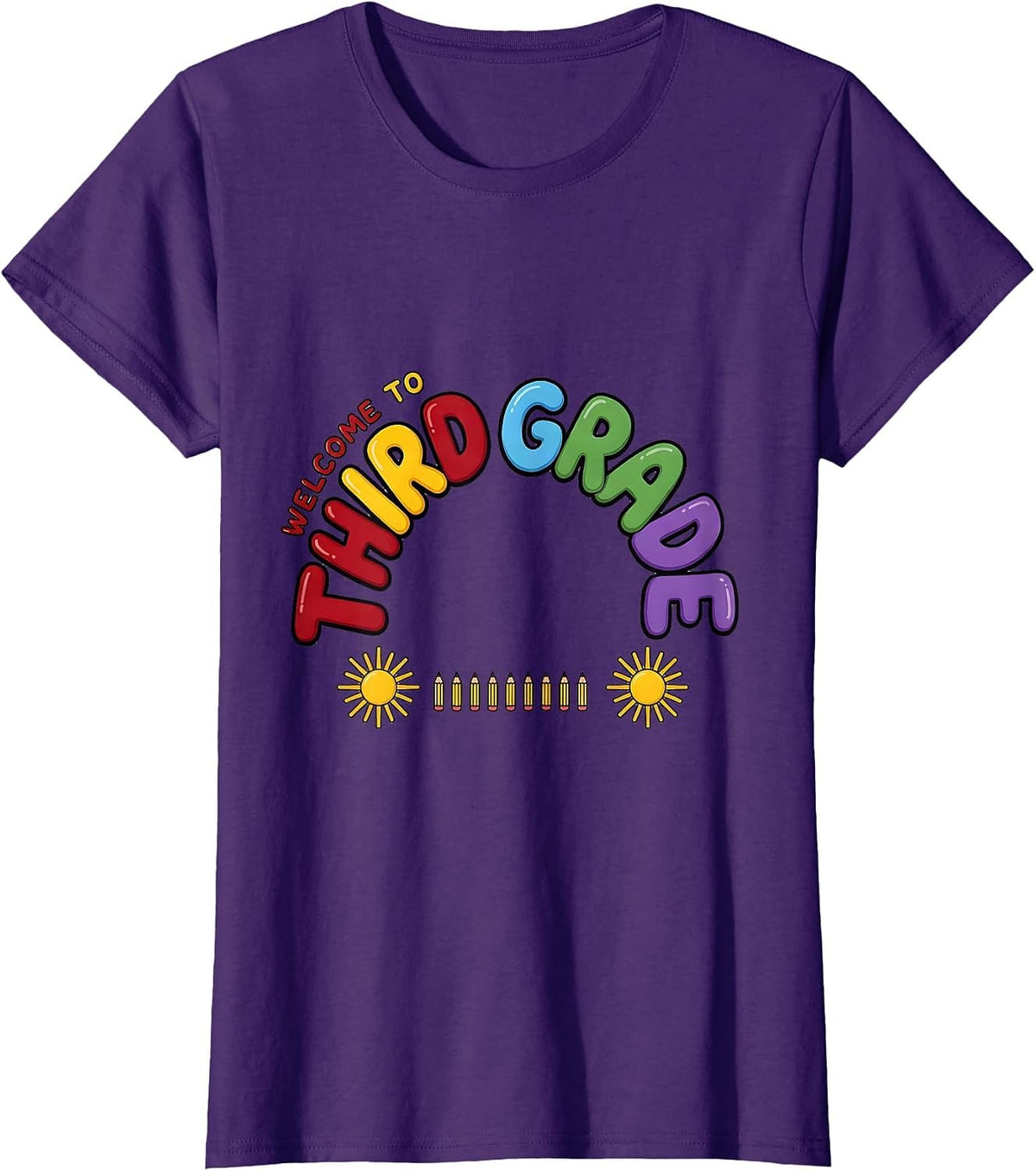 Women's Welcome To Third Grade Funny Teacher Crew First Day T-Shirt - Purple