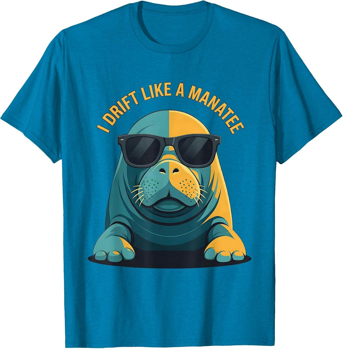 I Drift Like A Manatee Flat Vector Novelty Animal Humor T-Shirt - Sapphire Blue