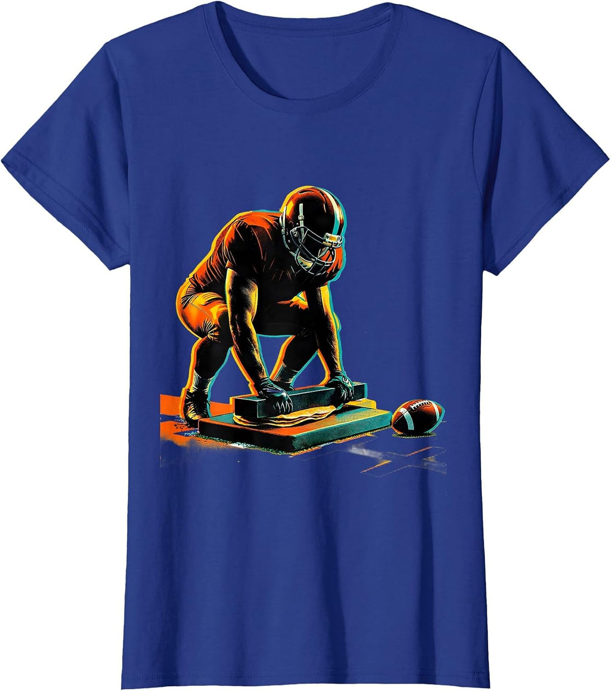 Women's Lineman Press Flat Pad Football Humor T-Shirt - Royal Blue