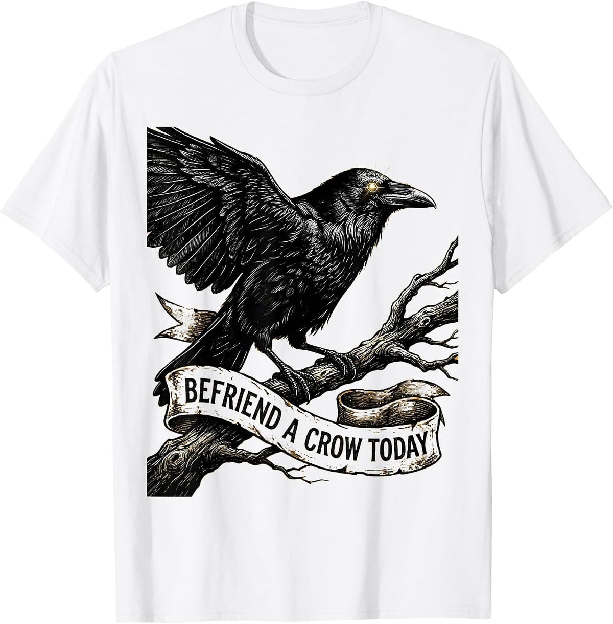 Men's Befriend A Crow Today Bird Lover Design T-Shirt - White