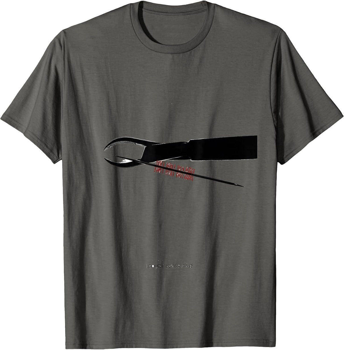 Men's I Count Every Pair Minimalist Surgical Tech Scrub Tech Gift T-Shirt - Asphalt Grey