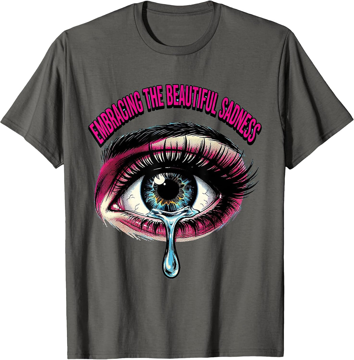 Embracing the Beautiful Sadness Emo Design T-Shirt - Asphalt Grey