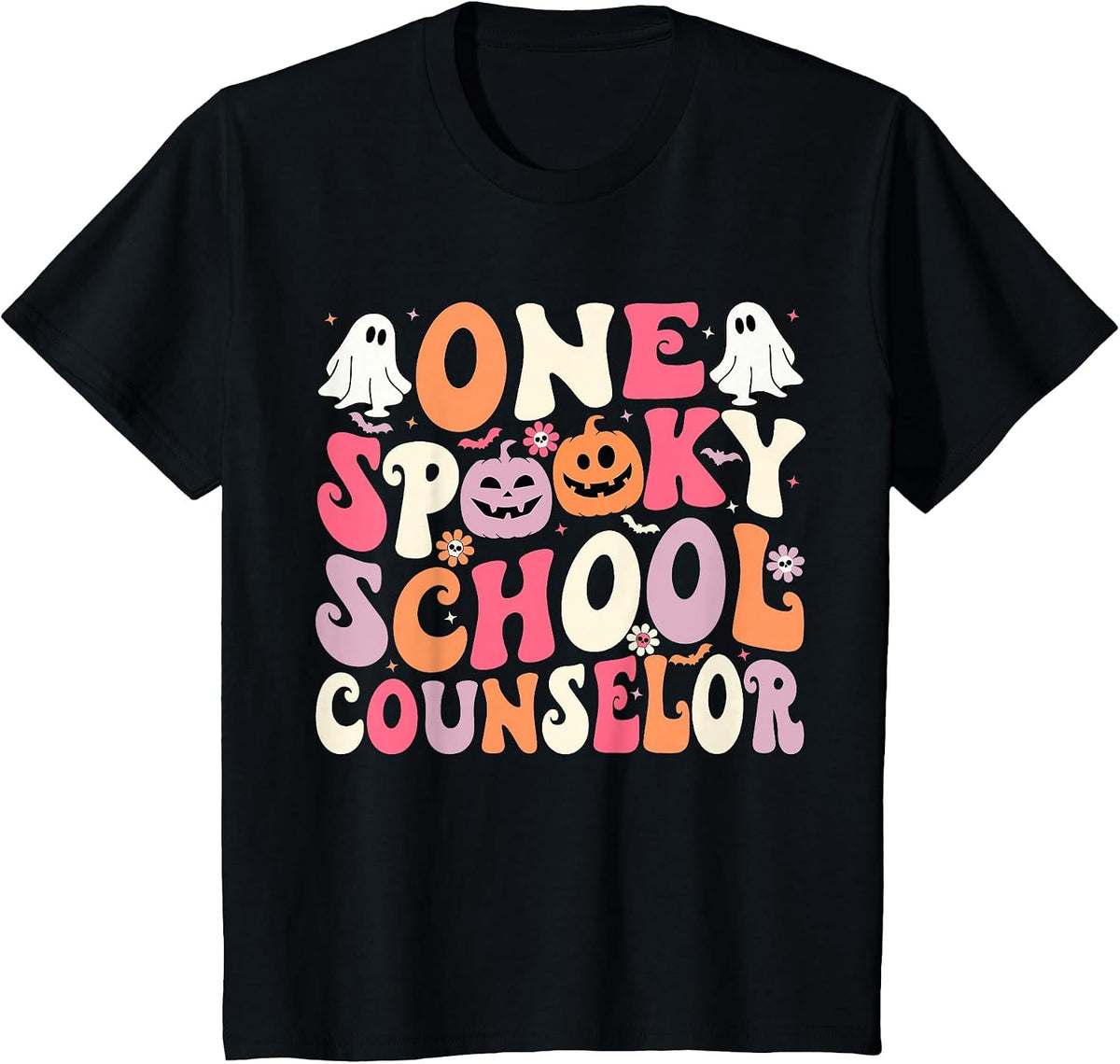One Spooky School Counselor Halloween Teacher Counseling T-Shirt - Black