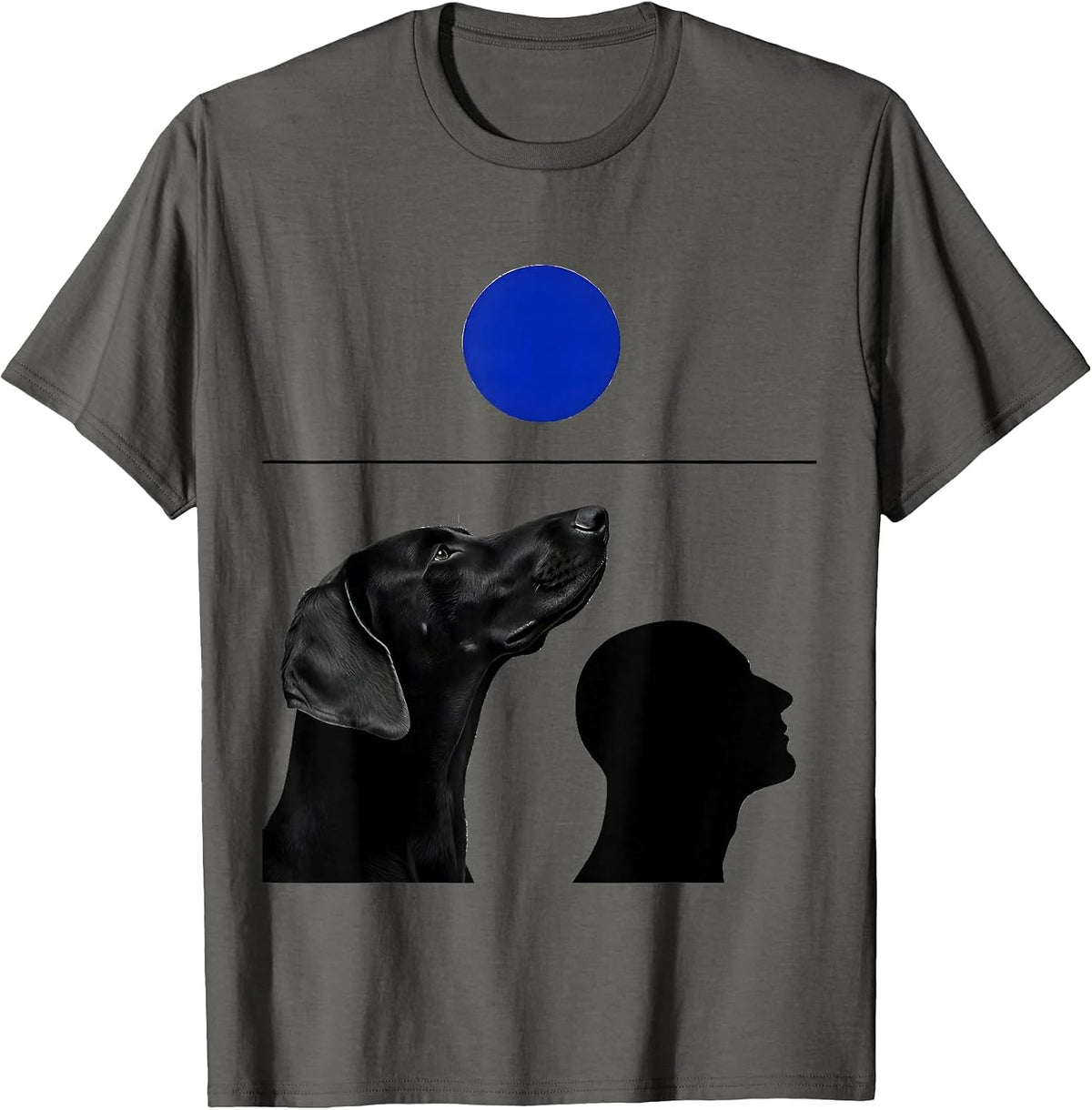 Men's Weimaraner Howling to The Moon Vintage Mystical Dog T-Shirt - Asphalt Grey