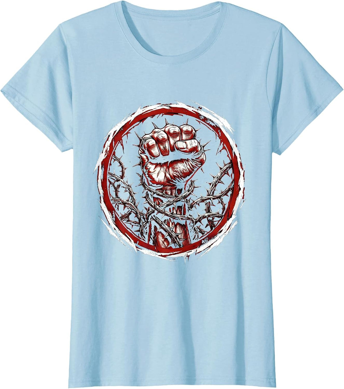 Raised Fist Thorned Vine Resistance Graphic T-Shirt - Baby Blue