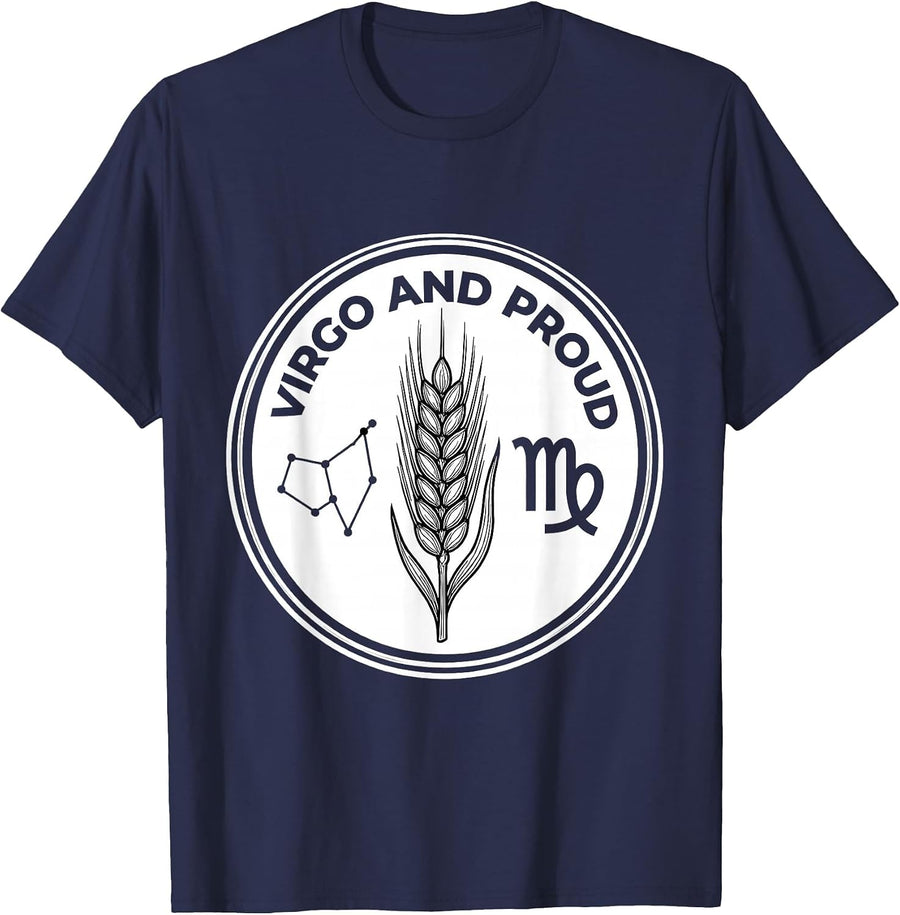 Virgo And Proud Zodiac Astrology Design T-Shirt - Navy Blue