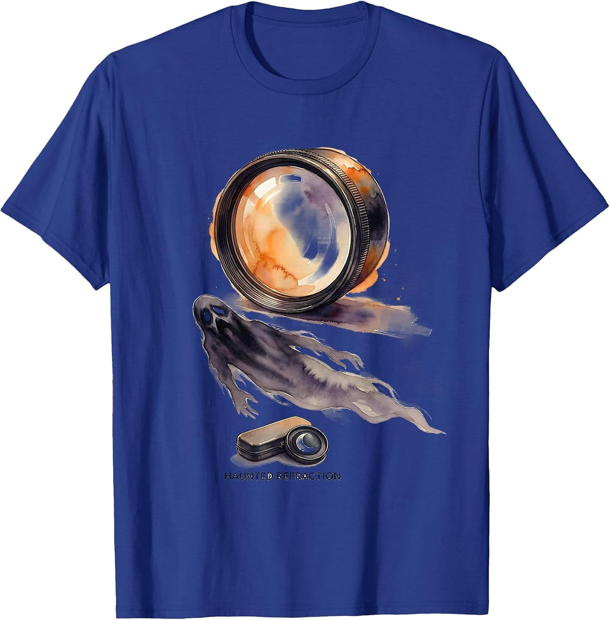 Haunted Refraction Watercolor Halloween Optometrist Eye T-Shirt - Royal Blue