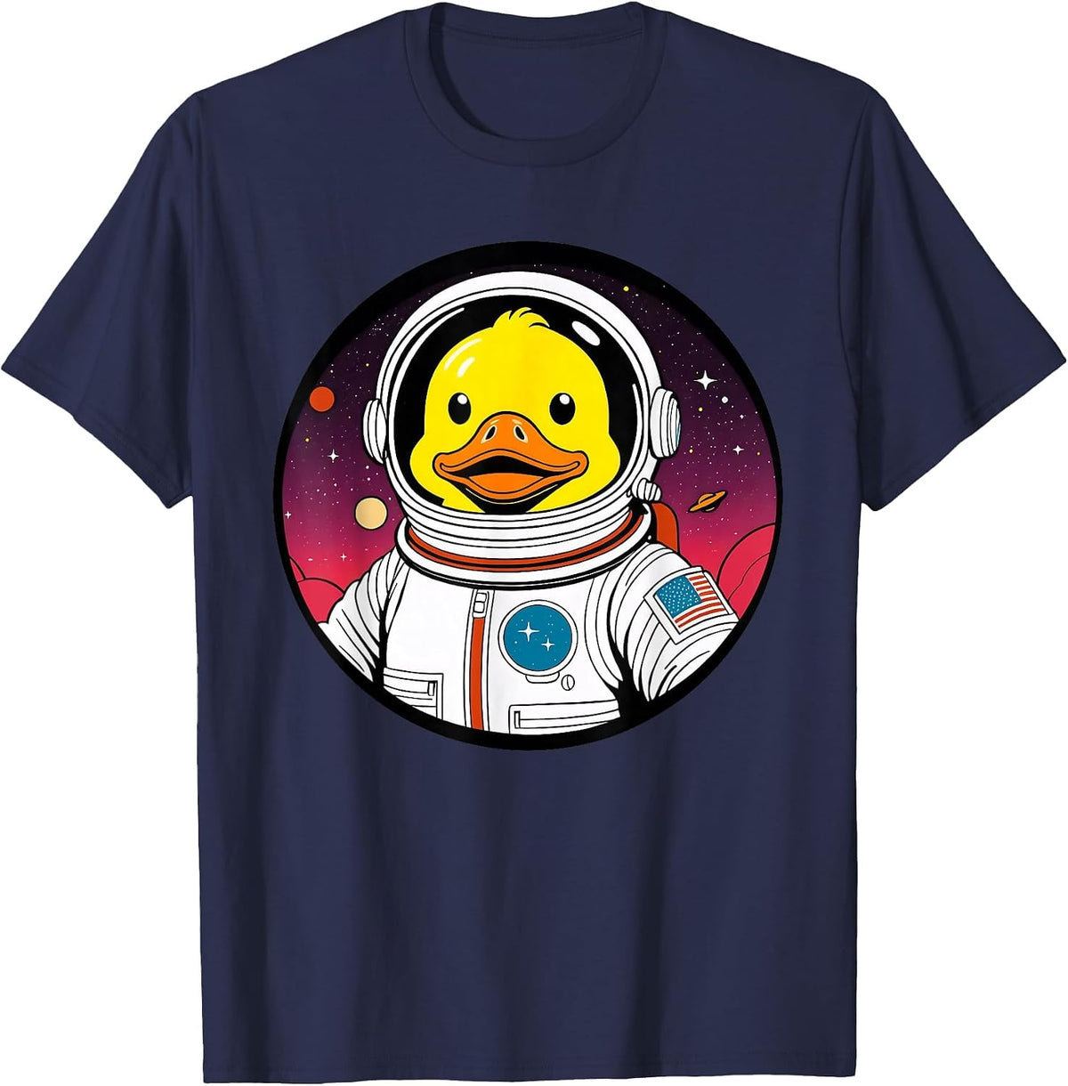 Cute Rubber Duck Space Astronaut Duck Lovers Men Women Kids T-Shirt - Navy Blue