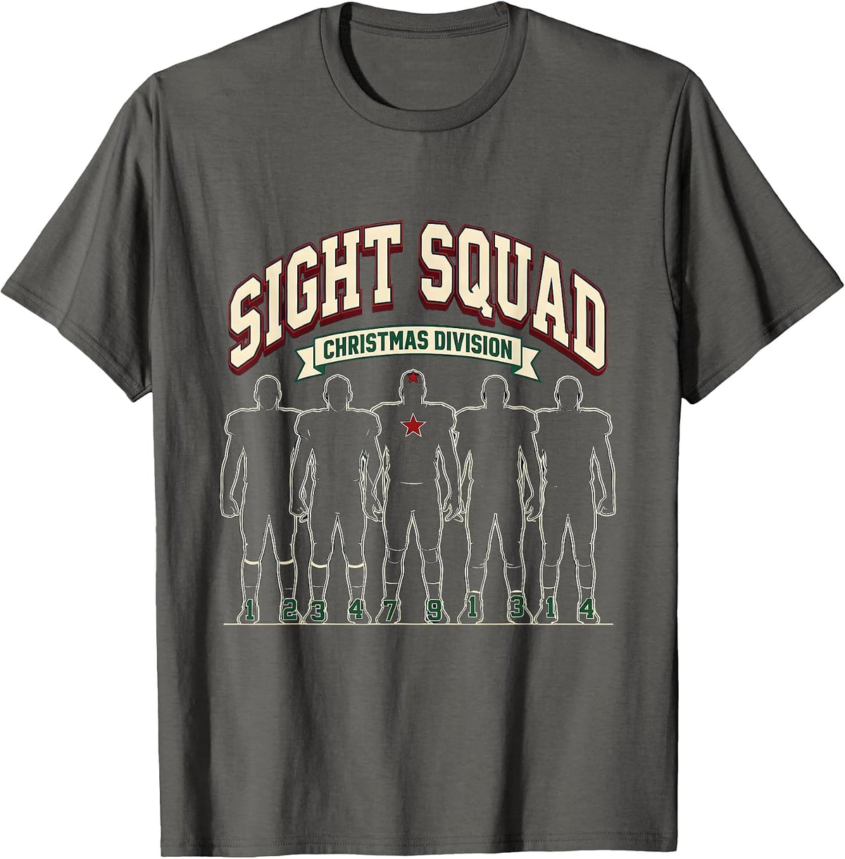 Sight Squad Christmas Division Sports Optometrist Eye Care T-Shirt - Asphalt Grey