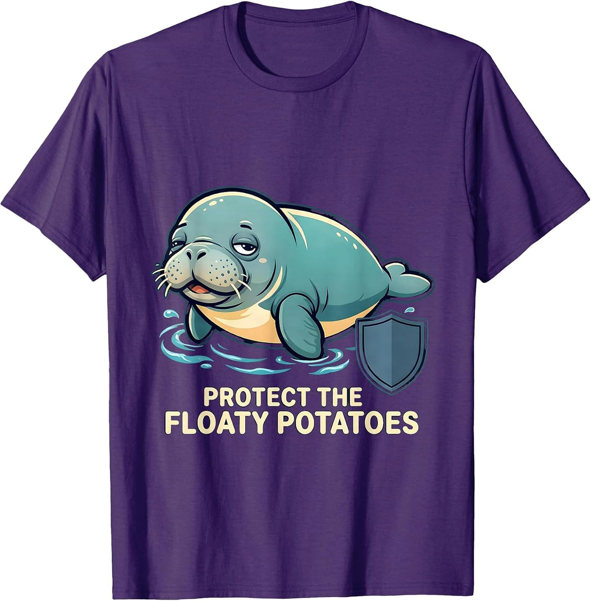 Protect The Floaty Potatoes Funny Manatee Lover Wildlife T-Shirt - Purple