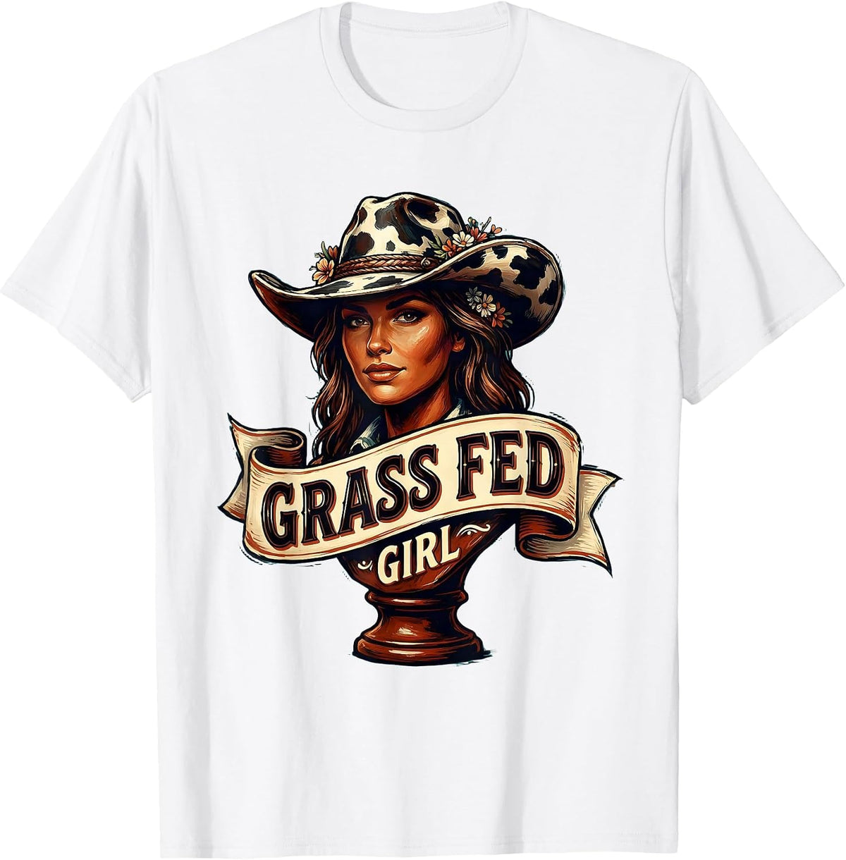 Men's Grass Fed Girl Funny Cow Lover Design T-Shirt - White