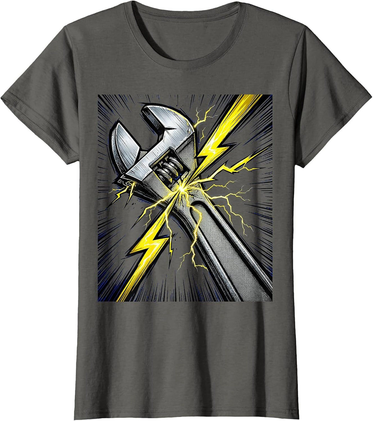 Women's Torque Wrench Lightning Bolt Mechanic Graphic T-Shirt - Asphalt Grey