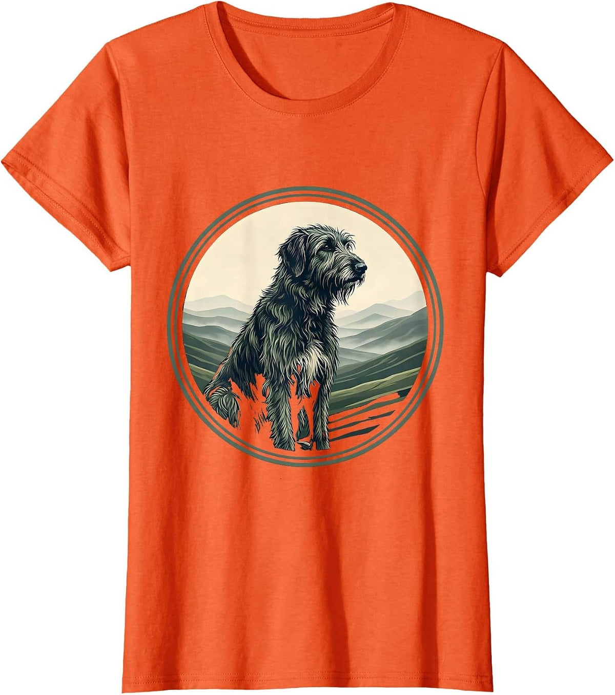 Irish Wolfhound Misty Hills Illustration T-Shirt - Orange