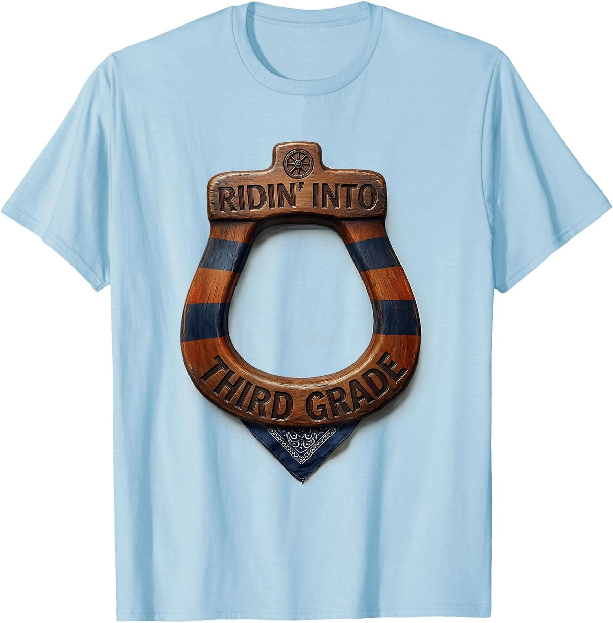 Men's Ridin Into Third Grade Western 3rd Grade Teacher Back To T-Shirt - Baby Blue