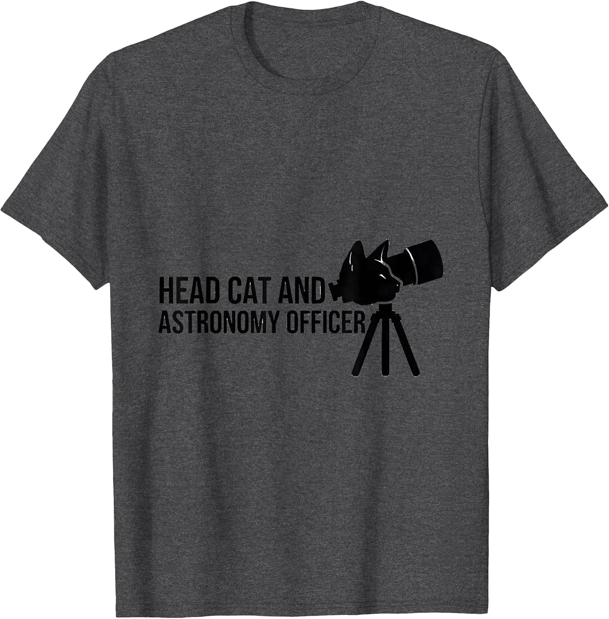 Head Cat And Astronomy Officer Funny Cat Lover Hobby Humor T-Shirt - Dark Heather Grey