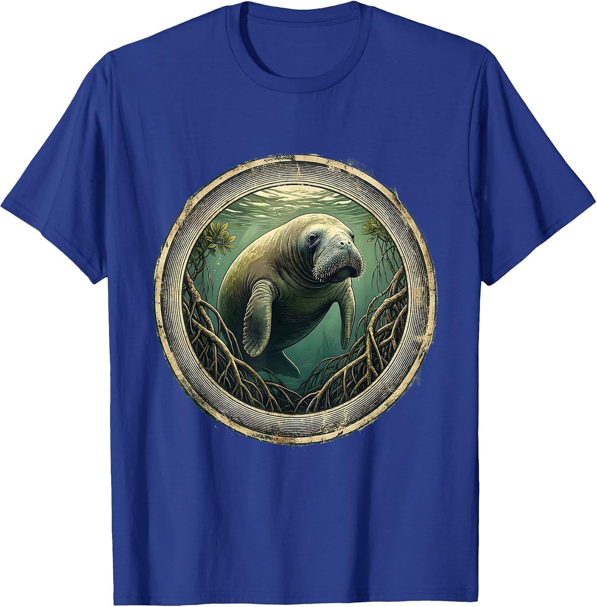 Manatee Mangrove Gulf of Mexico Graphic T-Shirt - Royal Blue