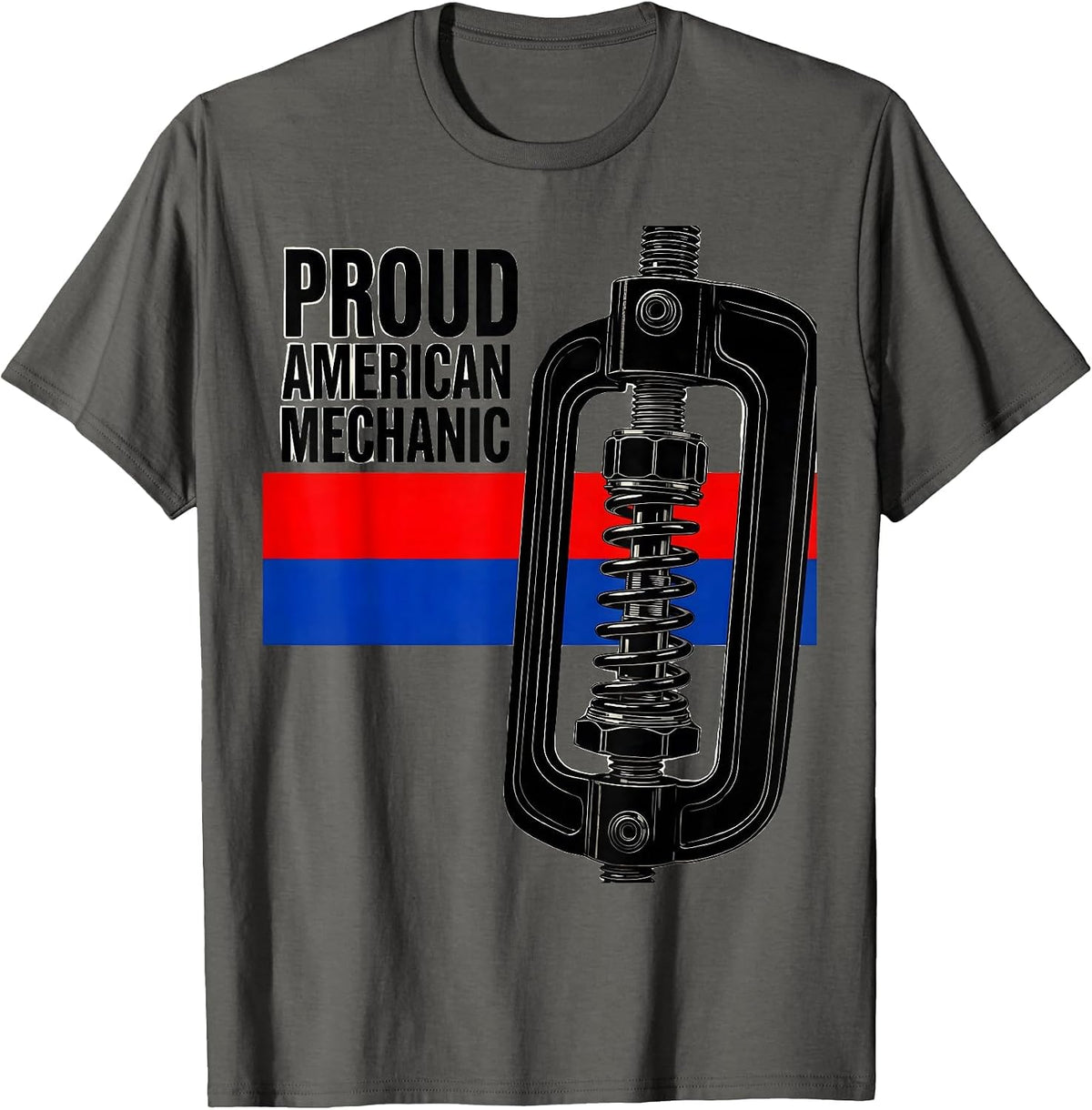 Proud American Mechanic Patriotic Trade Worker Blue Collar T-Shirt - Asphalt Grey