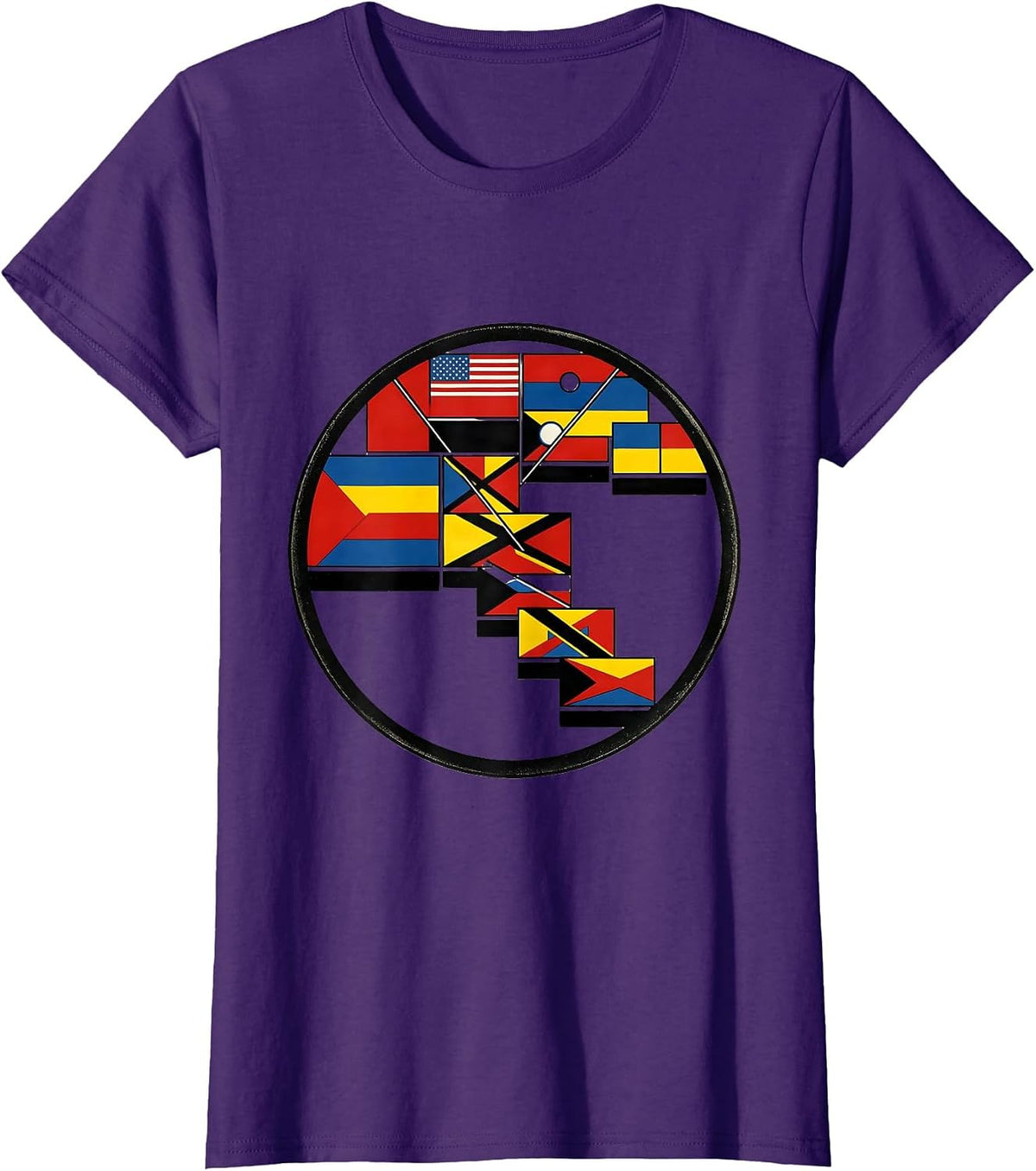 Women's Sealed World Flags Chart Modern Geography Lover T-Shirt - Purple