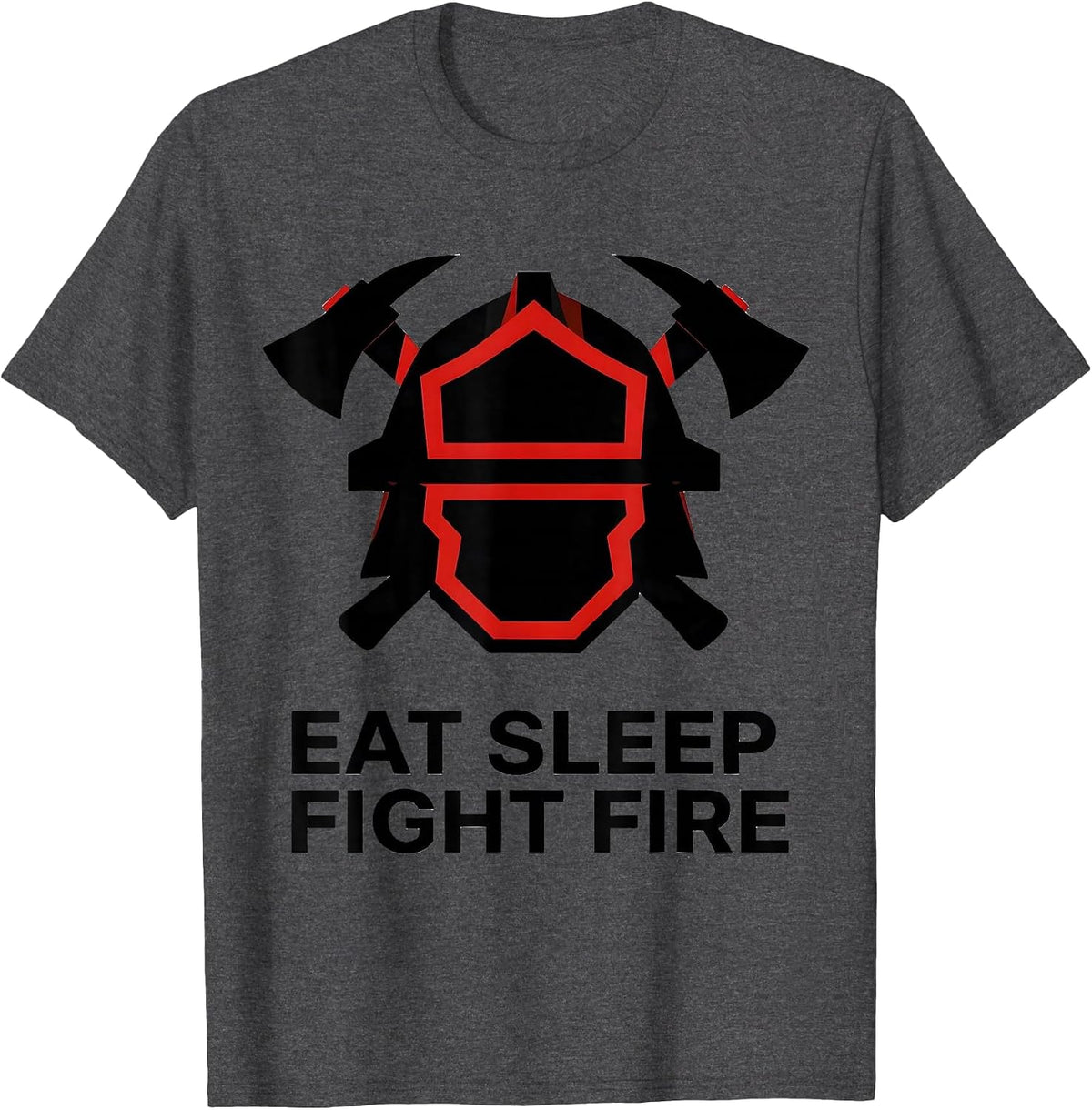 Men's Eat Sleep Fight Fire Firefighter Design T-Shirt - Dark Heather Grey