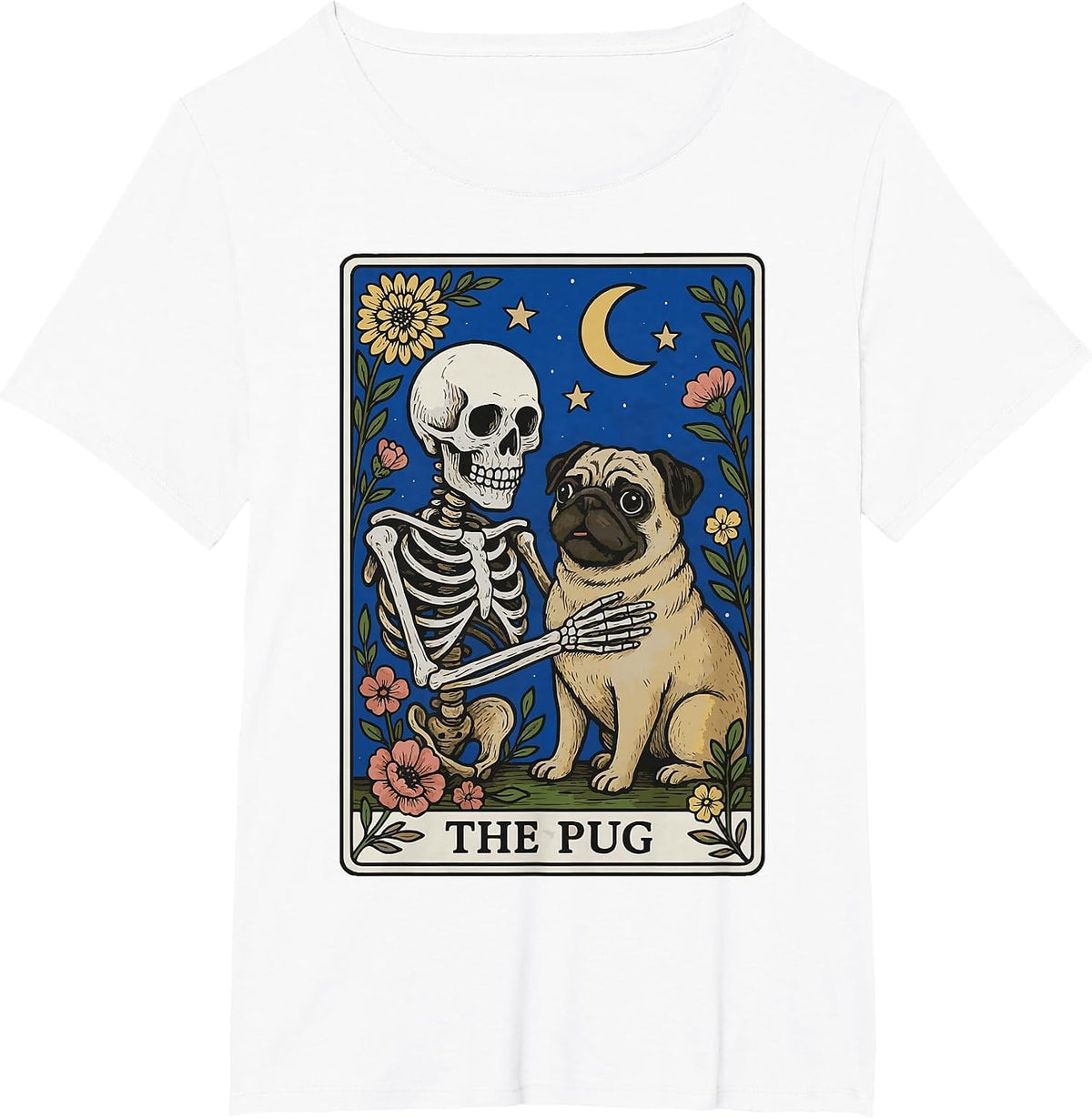 The Pug Tarot Card T-Shirt - White