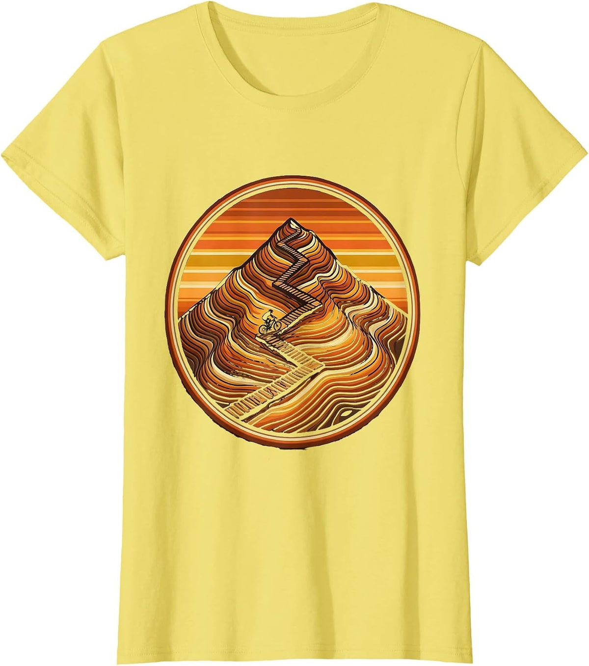 Switchback Trail Aerial View Mountain Bike Graphic T-Shirt - Lemon Yellow