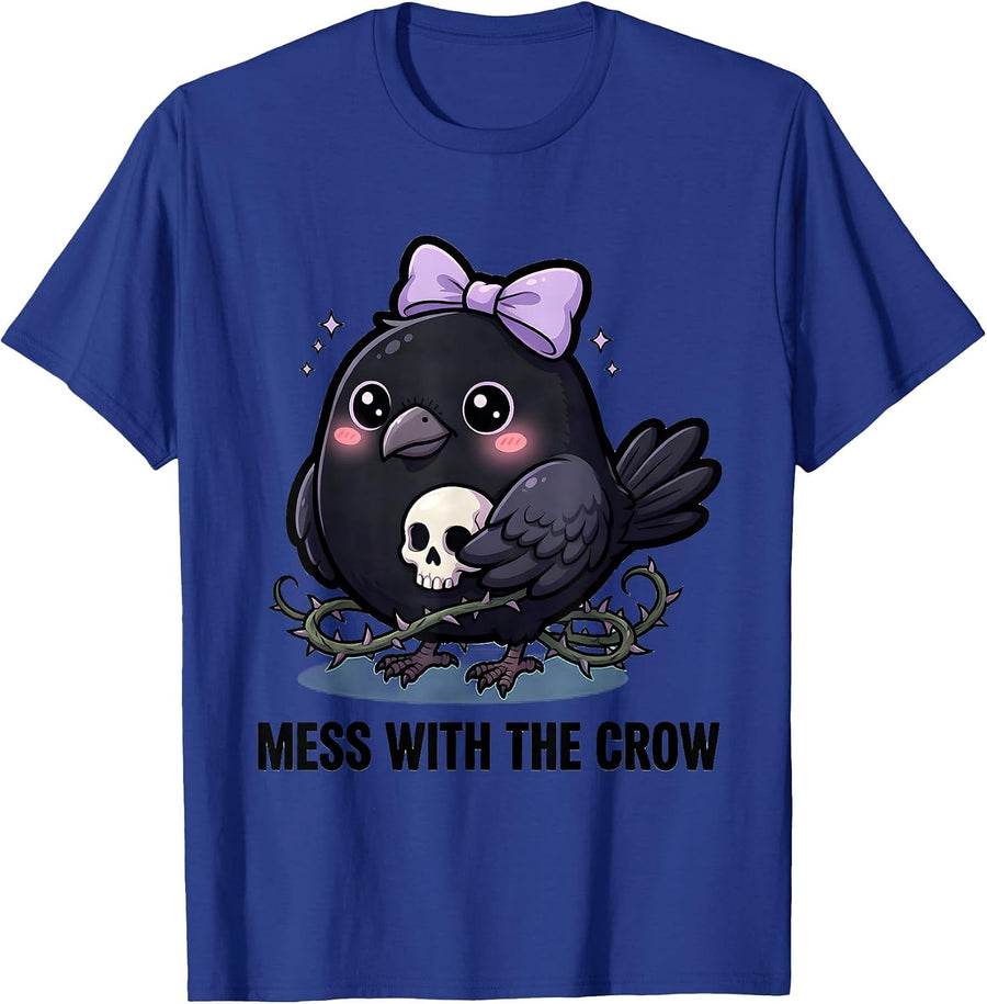Mess With The Crow Bold Crow Warning Design T-Shirt - Royal Blue
