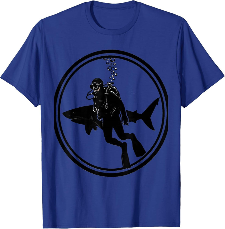 Sealed Scuba Diver Silhouette Vintage Diving Enthusiast T-Shirt - Royal Blue