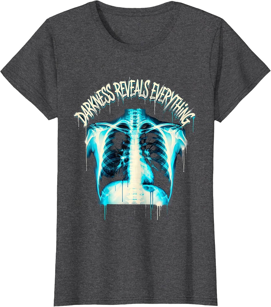 Women's Darkness Reveals Everything Radiology Design T-Shirt - Dark Heather Grey