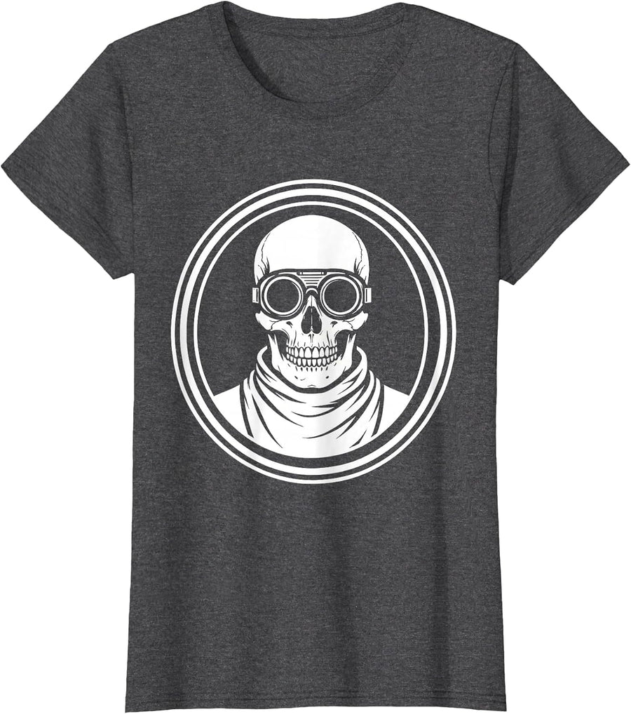 Women's Radiology Skull Lead Apron Protective Goggles T-Shirt - Dark Heather Grey