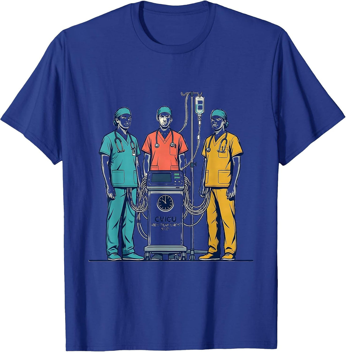 Men's CVICU New Year Crew 2027 Funny ICU Nurse Crew New Year Eve T-Shirt - Royal Blue