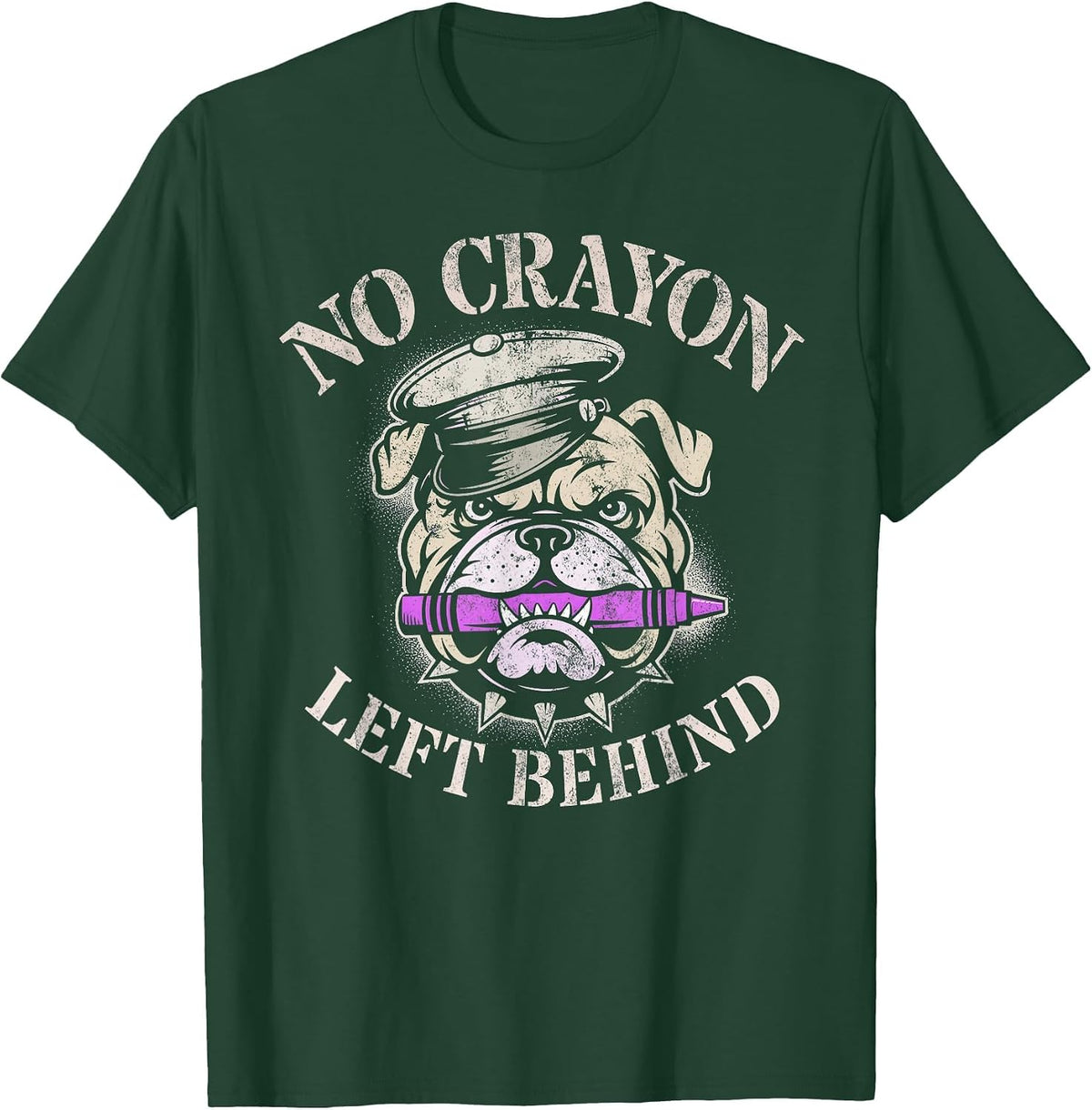 Funny NO Crayon Left Behind Officer School Military Corps T-Shirt - Dark Green